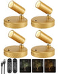 EZVALO LED Spotlight Indoor, 5500mAh Rechargeable Battery-Powered Picture Lights, Wireless Mini Art Accent Spot Lights with Remote, for Plants, Display, Painting, Artwork (4-Pack-Gold) - color: Gold