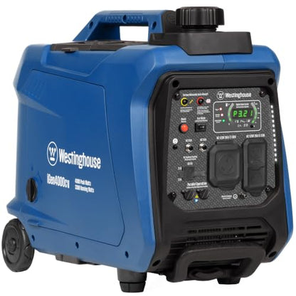 Westinghouse 4000 Peak Watt Super Quiet Portable Inverter Generator, Wheel & Handle Kit, RV Ready 30A Outlet, Gas Powered, CO Sensor, Parallel Capable - style: 4000 Watts - Gas Only - Recoil Start