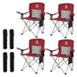 Elevon Camping Chair, Portable Folding Outdoor Chair with Arms, Cup Holder and Carry Bag - color: Burgundy-4 Pack