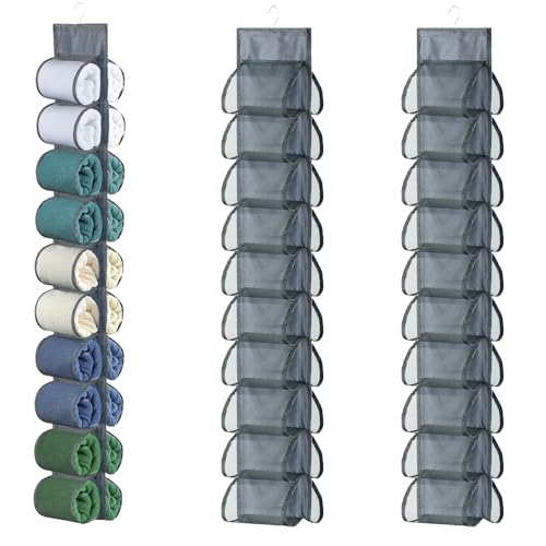 2-Pack Hanging Legging Organizer - Legging Storage Organizer, Legging Organizer for Closet, Hanging Closet Organizer, Install Behind The Door, Wardrobe Hanger 20 Pockets Clothes Storage (Grey) - color: 2pack-Grey