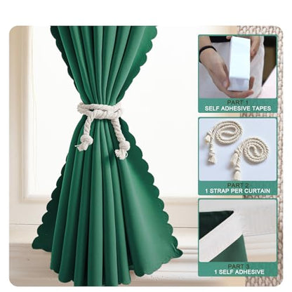 Adhesive Curtain - No Drilling, No Rod, Easy to Install Blackout Curtains for Window Blinds,Bedroom(Dark Green 35 * 71in-1P) - color: Dark Green, size: 35"W x 71"L (Pack of 1)