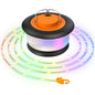 HOMEBEST Upgraded 33FT RGB Camping String Lights, Retractable Camping Lights with Music Sync, 19 Modes, Rechargeable Waterproof Tent Lights, Portable Camping Lantern for Tent, RV, Awning - color: Black&Orange