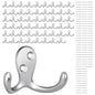 Homanu 54 Pack Coat Hooks, Heavy Duty Double Prong Coat Hooks Wall Mounted with 108 Screws, No Rust Silvery Metal Wall Hooks for Hanging Towel, Coat, Bag, Hat, Cup, Key - color: 54 Pcs Silvery