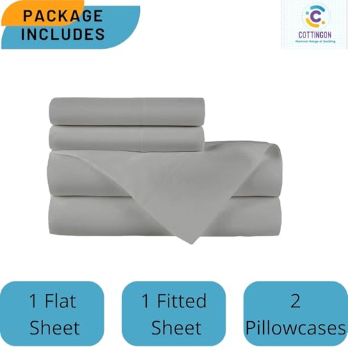 Cottingon 4 Piece Cot Mattress Sheet Set 33"X75", Egyptian Cotton, Soft Sheets, Fits 4 to 7 Inch Deep Pocket for Narrow,Camper, RV Bunk, Tri Fold Mattress, Light Grey - color: Light Grey Solid, size: Cot Size:33"x75"