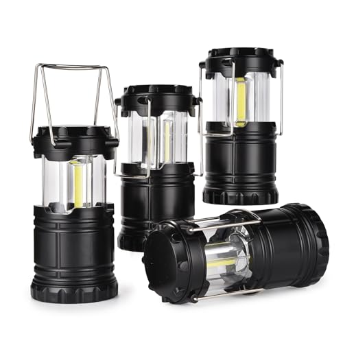 KPKJOO Lantern Collapsible Camping Light, Battery Operated Lanterns LED Super Bright for Power Outages Indoor Emergency Outdoor Camping Hiking Kit (4, COB)