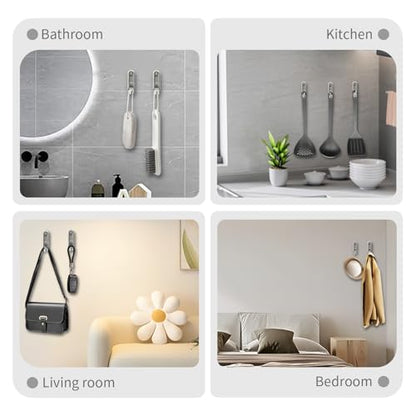 6PCS Foldable Wall Hooks, Zinc Alloy Flip Down Hooks, Retractable Wall Hooks for Bathroom, Entryway, Hanging Coats Hats Bags Keys (Silver) - color: Silver, size: 6 Hooks