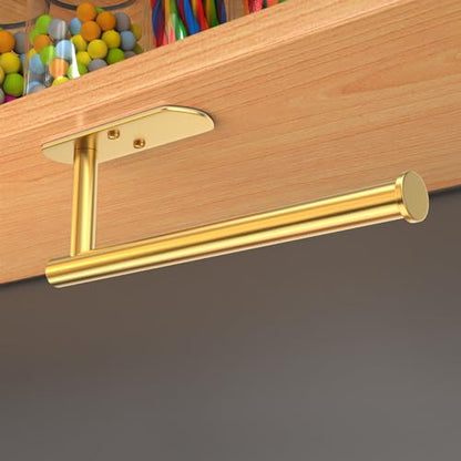 VAEHOLD Adhesive Paper Towel Holder Under Cabinet Wall Mount for Kitchen Paper Towel, Paper Towel Roll Holder Stick to Wall, Stainless Steel (Gold) - color: Gold