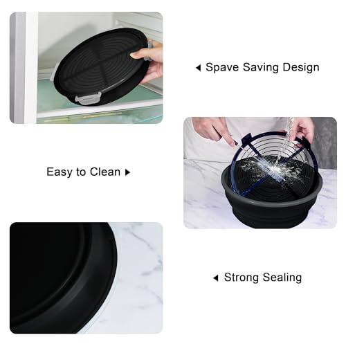 FJNATINH Collapsible Batter Bowl - Mess Free Better Breader Shaker Bowl with Lid Breading Shaker Container - Great for Fried Fish, Fried Chicken, Onion Rings, Wings & More,No Leak,Easy to Store,Black - color: Black