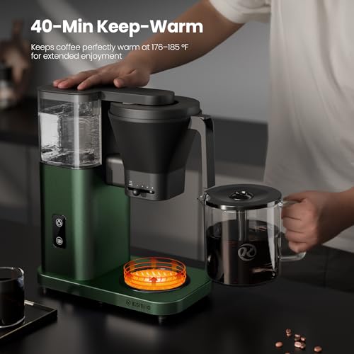 Kismile SCA-Certified 8 Cup Drip Coffee Maker, Pour Over Coffee Machine with 3s Instant Heat 197–205℉, Adjustable Flow Control, Removable Water Tank, Deep Cold Brew & 40 Min Keep Warm (Olive Green) - color: Olive Green