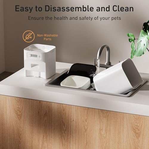 Automatic Cat Feeder - 7L/29 Cups Cat Food Dispenser with Desiccant Bag, 1–6 Meals, Ideal for 2–15mm Dry Food, Auto Pet Feeder with Dual Power Supply, Automatic Dog Feeder for Small Medium Breed - color: White