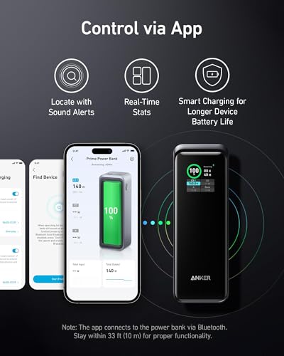 Anker Prime Power Bank, 27,650mAh 3-Port 250W Portable Charger for Travel, TSA-Approved, Smart App, for MacBook Pro/Air, iPhone 16/15/14 Series, Samsung, Laptops, and More (Charging Base Not Included)