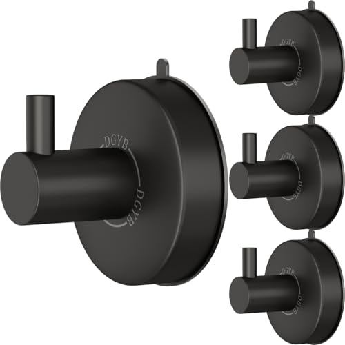 DGYB Suction Cup Hooks for Shower 4 Packs Black Towel Hooks for Bathrooms Wall Robe Loofah Hook for Hanging (NEW-Black 4Pcs) - color: NEW-Black 4Pcs