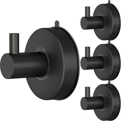 DGYB Suction Cup Hooks for Shower 4 Packs Black Towel Hooks for Bathrooms Wall Robe Loofah Hook for Hanging (NEW-Black 4Pcs) - color: NEW-Black 4Pcs