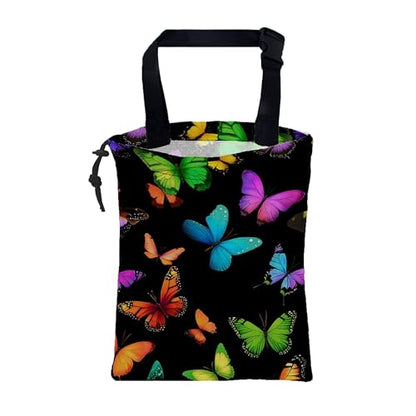Car Garbage Bag Colorful Butterflies Drawstring Car Trash Bag Hanging for Back Seat with Adjustable Buckle Canvas Vehicle Trash Can Easy-to-Install - color: Colorful Butterflies
