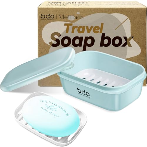 PEISAINOX Travel Soap Case with Lid,Leakproof Soap Holder with Drainage Layer, Travel Essentials Soap Containers, Portable Soap Bar Dish for Camping, Gym, Bathroom,Kitchen,Dormitory,Hotel(Green) - color: Green