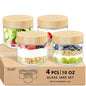 DRKIO 10 Oz Overnight Oats Containers with Bamboo Lids - 4 Pack Glass Storage Jars with Airtight Lids Wide Mouth Mason Food Jars Great for Meal Prep Salad Chia Pudding Snacks Yogurt Sugar Spice - color: 10 Oz - Natural