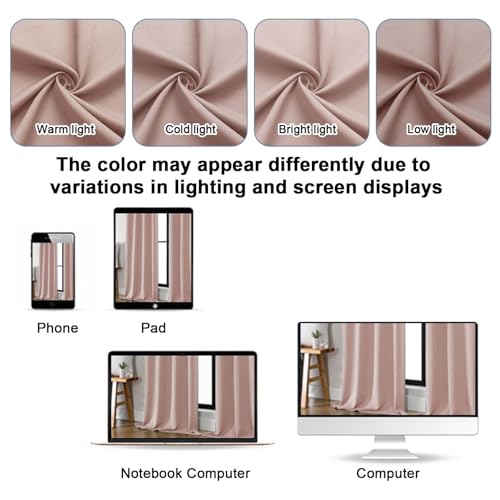 Gwine Valentine's Day Blush Pink Blackout Curtains 96 Inch Length, Room Darkening Energy Saving Black Out Curtains for Living Room, Window Treatment Drapes with Rod Pocket, Each 40" Wx96 L, 2PCS - color: Blush Pink, size: 40"W x 96"L (Pack of 2)