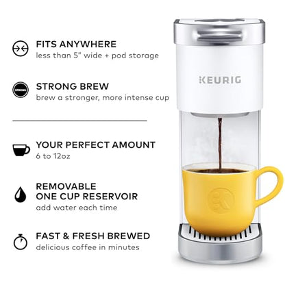 Keurig K-Mini Plus Single Serve K-Cup Pod Coffee Maker, with 6 to 12oz Brew Size, Stores up to 9 K-Cup Pods, Travel Mug Friendly, Matte White - color: White