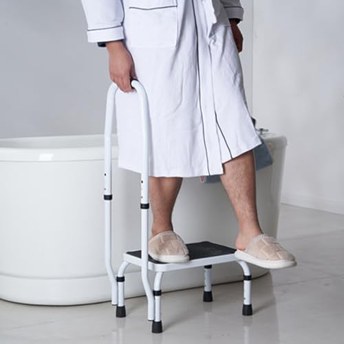 VEVOR Step Stool 1-Step 330lbs Capacity, 3 Adjustable Height with Handle Steel Step Ladder, Portable Toddler Step Stools for Adults, Non-Slip Sturdy Step Ladders for Office, RVs, Pets - size: 1-Step with Handle