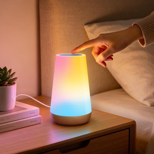 Auxmir Smart Night Light, Dimmable Nursery Table Lamp for Baby Work with App/Voice Control, LED Lamp with Music Sync and 100+ Scene Modes, Bedside Timer Lamp for Bedroom Living Room Sleep Aid(Corded) - color: Warm Brown