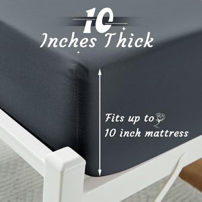 VACVELT Cot Fitted Sheet, 31 x 75 Inch Charcoal Black Cot Sheets, Ultra Soft and Breathable Microfiber Bed Cover Snug Fit for Narrow Twin/RV Bunk/Camper Bunk/Guest Beds/Trifold Mattress - color: Charcoal Black