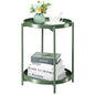 danpinera 2 Tier Metal Side Table with Removable Tray, End Table Outdoor Small Accent Table, Anti-Rust Green Nightstand for Bedroom Balcony Patio (Dark Green) - color: Dark Green