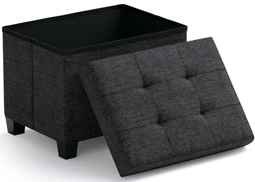 Ornavo Home Storage Ottoman Small Rectangle Ottoman with Legs, Foot Rest Stool Seat, Load up to 600 LB, for Living Room, Bedroom, Home Office, Dorm - 12 x 16 x 12, Black - color: Black, size: 16"D x 12"W x 12"H