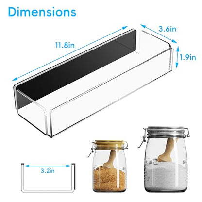 2 Pack Acrylic Spice Racks for Refrigerator and Oven, Magnetic Fridge Organizers and Storage, Clear