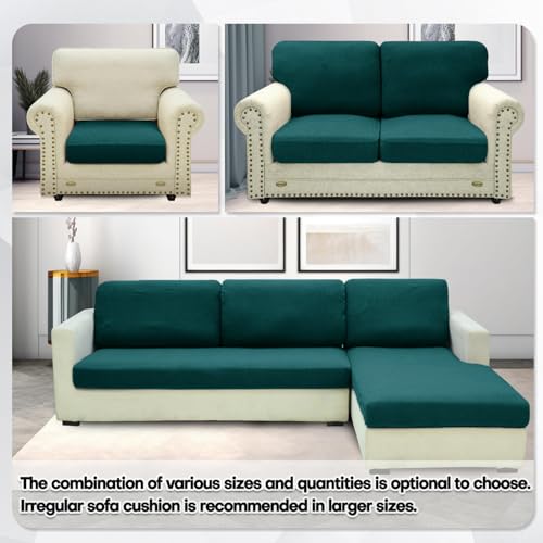 ZNSAYOTX Stretch Cushion Covers Sofa Cushion Couch Seat Covers Slipcovers Soft Replacement Unique Pattern Furniture Protector with Elastic Bottom (Blackish Green, 1 Pc 3-Seat Cushion Cover) - color: Blackish Green, size: 1 Cushion Sofa