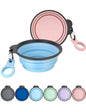 Aonkey Collapsible Dog Bowls with Bottle Carrier, 2 Pack Travel Dog Water Bowl Upgraded Carabiner, One-Piece Molded Rim No Fall Off or Crack 37oz, Blue & Pink - color: 7. Sky Blue & Pink, size: Large (Pack of 2)