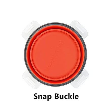 CCyanzi 3piece Round Collapsible Bowl with Lids, Silicone Food Storage Containers, Microwave & Freezer Safe, Space Saving for Kitchen Cabinet and Camping Backpack,(Red Gray) - color: red with gray
