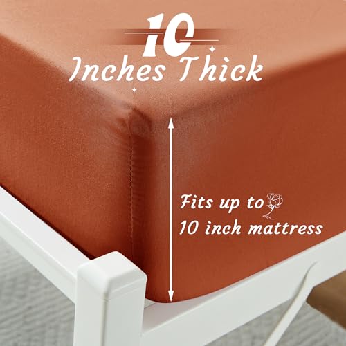 VACVELT Cot Fitted Sheet, 31 x 75 Inch Burnt Orange Cot Sheets, Ultra Soft and Breathable Microfiber Bed Cover Snug Fit for Narrow Twin/RV Bunk/Camper Bunk/Guest Beds/Trifold Mattress - color: Burnt Orange