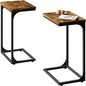 QEEIG C Shaped Side Table Set of 2 Living Room Sets Couch Tray Tables Small Farmhouse 15.7 inch Width, Rustic Brown (017-40BN) - color: A. Brown, size: 15.7" Width