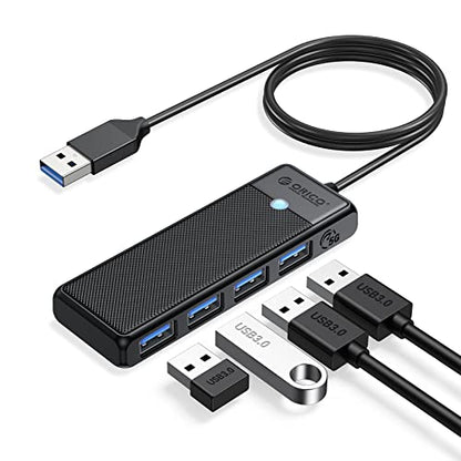 ORICO USB 3.0 Hub, 4-Port USB Hub with 3.3Ft Cable, Ultra Slim USB-Splitter for Laptop MacBook Pro, iMac, Surface Pro, XPS, PS5，PC, Flash Drive, Mobile HDD - size: 3.3Ft