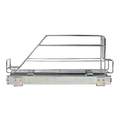 Household Essentials Glidez Multipurpose Chrome-Plated Steel Pull-Out/Slide-Out Storage Organizer for Cookware and Bakeware - Fits Standard Size Cabinet or Shelf, Chrome - size: 5" - Extended, style: Single Tier