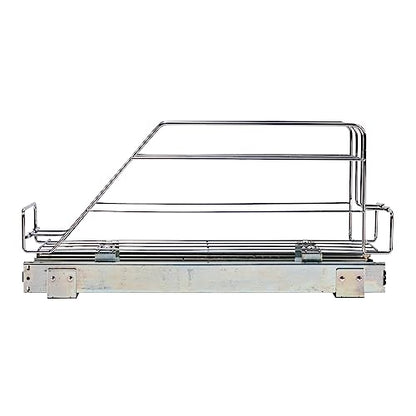 Household Essentials Glidez Multipurpose Chrome-Plated Steel Pull-Out/Slide-Out Storage Organizer for Cookware and Bakeware - Fits Standard Size Cabinet or Shelf, Chrome - size: 5" - Extended, style: Single Tier