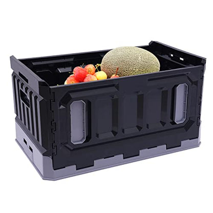PP Folding Storage Boxes, Outdoor Portable Camping Storage Box Folding Box Table Equipment, Camping Organizer for Trunks, Study Rooms (Black&Grey)