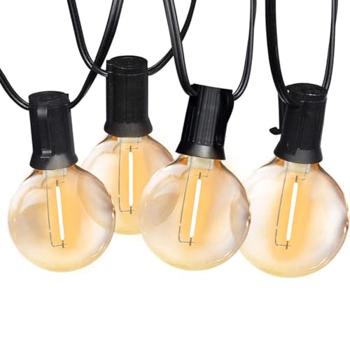SUNTHIN Outdoor String Lights, 48FT Patio Lights with 25 G40 Shatterproof LED Bulbs(1 Spare), Waterproof Hanging Lights String for Outside Backyard, Porch, Deck, Party, Garden - color: Black, size: 48FT