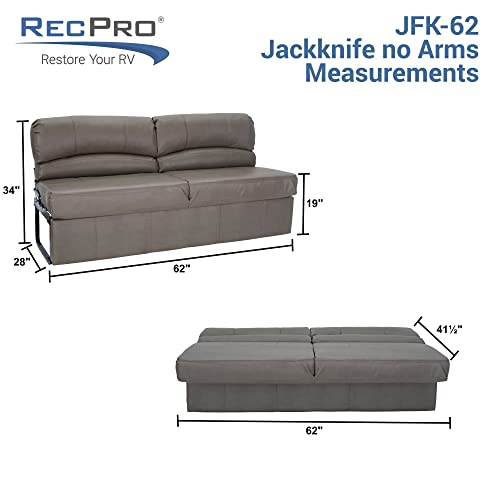 RecPro Charles RV Jackknife Sofa | Love Seat | Sleeper Sofa | Length Options 62", 68", 72" (62 Inch, Gunmetal) - color: Gunmetal, size: 62 Inch