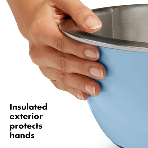 OXO Good Grips 3-Piece Stainless Steel Mixing Bowl Set - Blue/Gray - color: Blue/Gray