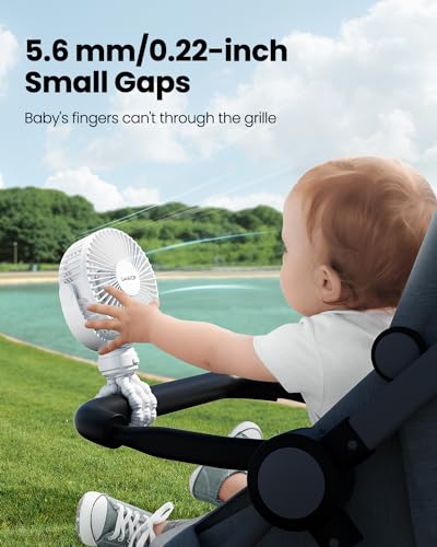 Gaiatop Mini Portable Stroller Fan, Battery Operated Small Clip on, Detachable 3 Speed Rechargeable, 360° Rotate Flexible Tripod Better Cooling for Car Seat Crib Treadmill Travel White - color: white