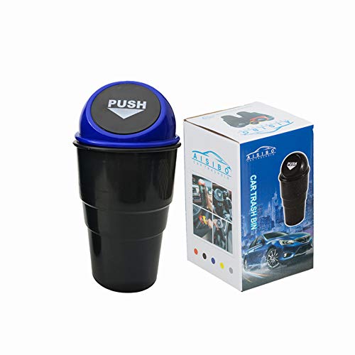Mini Car Auto Garbage Trash Can Automotive Waste Storage Fits Cup Holder for Office Desk Trash Can (Blue) - color: Blue