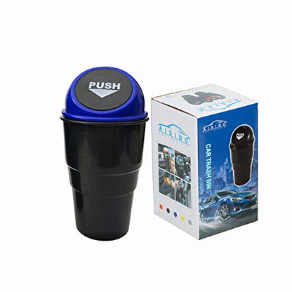 Mini Car Auto Garbage Trash Can Automotive Waste Storage Fits Cup Holder for Office Desk Trash Can (Blue) - color: Blue