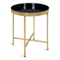 Kate and Laurel Celia Metal Foldable Round Accent Table, 18.25" x 18.25" x 22", Black Surface and Gold Frame, Modern Minimalist Design and Detachable Magnetic Tabletop - color: Gold/Black