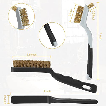 VASTOOLS Wire Brushes Cleaning Set 6Pc, 9" and 7", Wire Brushes for Cleaning Welding Slag, Rust and Dust. Includes Brass, Nylon, Stainless Steel Brushes with Strong Handle - style: WB-6-2