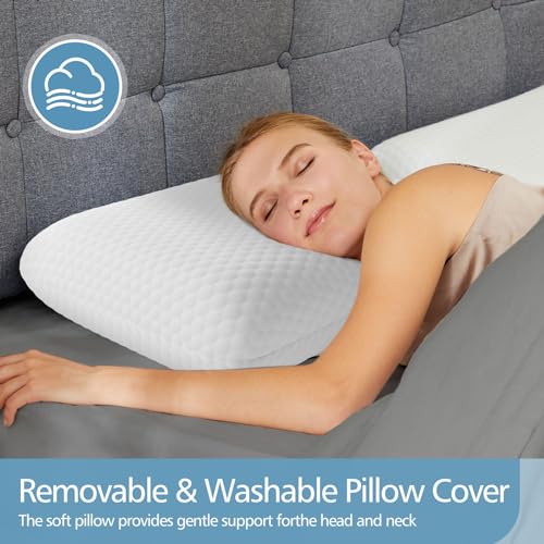 DUMOS Memory Foam Pillows for Sleeping, 1 Pack Bed Pillows for Adults with Washable Cover and Breathable Mesh, Gel Cooling Pillow for Back and Side Sleeper Support, White - size: 1 Pack