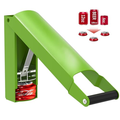 Heavy Duty Can Crusher Wall Mounted - Effortlessly Crush Soda, Beer & Seltzer Cans. One-Hand Operated Recycling Tool, Space-Saving Garage/Kitchen Compactor for 8, 12, 16 oz Cans - color: Green
