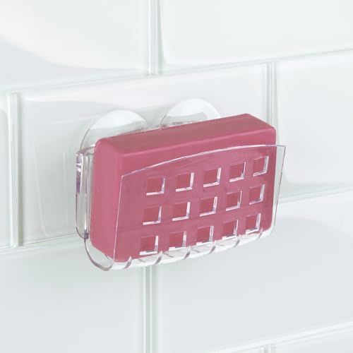 iDesign BPA-Free Plastic Sponge Holder for Kitchen Sink with Suction Cups, Ideal for Kitchen Sinks and Bathroom Organization, 3.75" x 2" x 2", Clear - size: Small