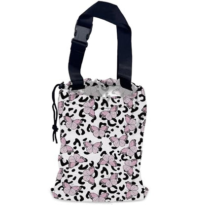 Butterfly Car Garbage Bag,Leopard Waterproof Small Car Trash Bag Hanging Back of Seat,Drawstring Hanging Car Trash Bag with Adjustable Buckle for Car Accessories - color: Butterfly