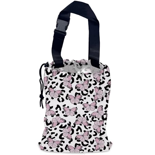 Butterfly Car Garbage Bag,Leopard Waterproof Small Car Trash Bag Hanging Back of Seat,Drawstring Hanging Car Trash Bag with Adjustable Buckle for Car Accessories - color: Butterfly